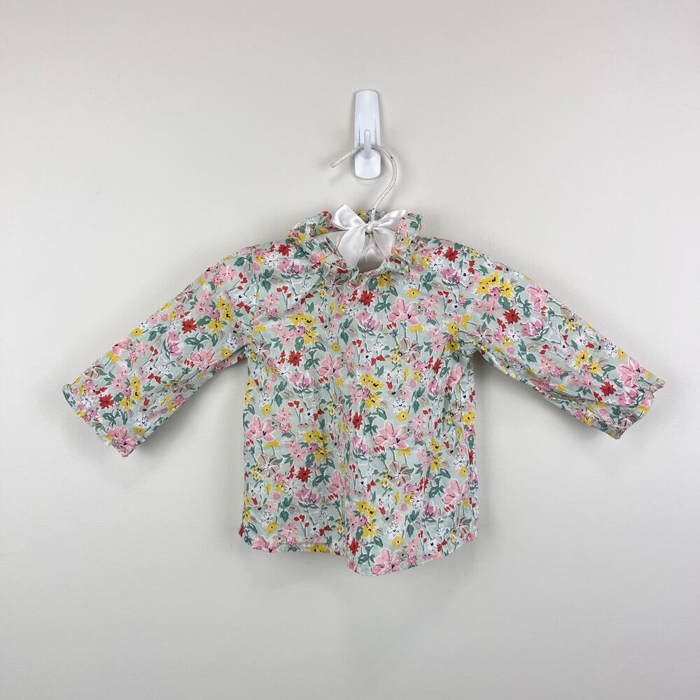 Bonpoint Floral Ruffle Long Sleeve Blouse Top 6 Months